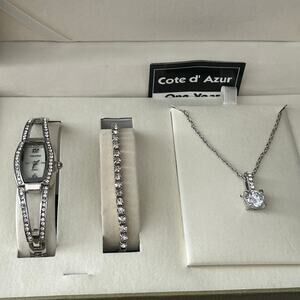 Cote d'Azur Jewelry Set (Watch, Bracelet, Necklace) in a Box